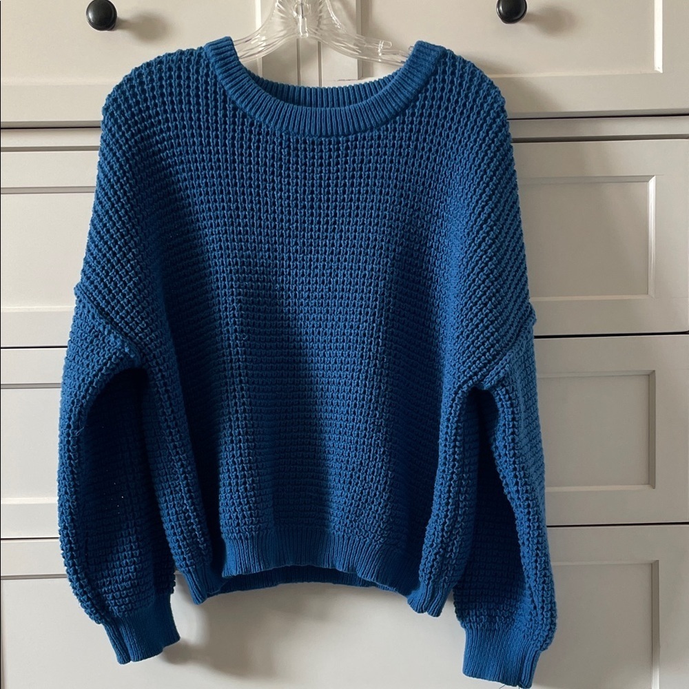 Stitch&Feather Blue Chunky Knit Pullover Cozy Sweater Fall/Winter - S/M